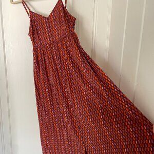 Universal Thread Cotton Tie-Back Sundress - Orange Multi Color - Small
